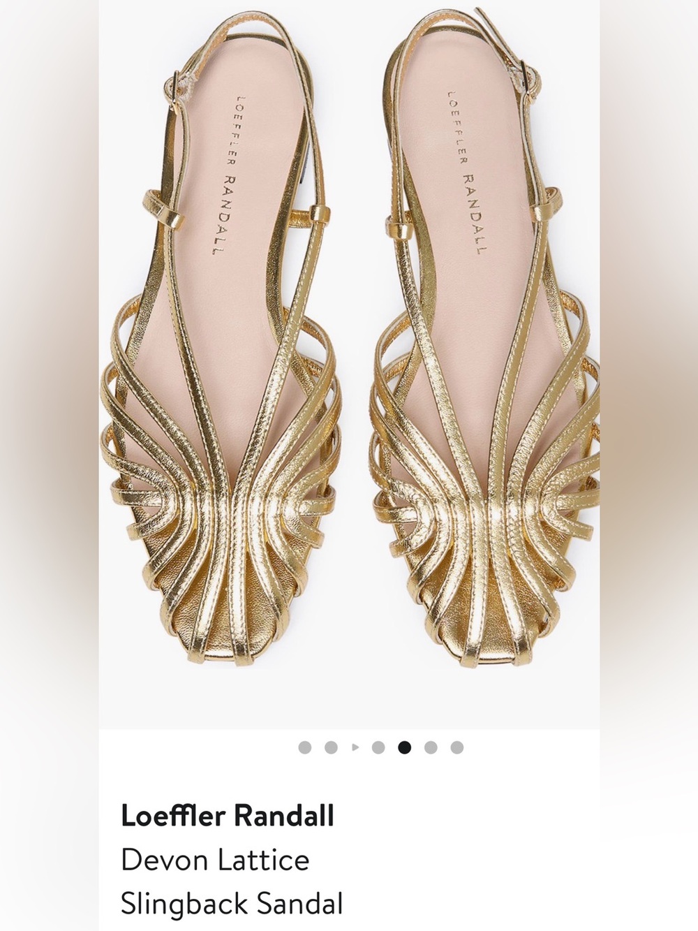 Loeffler Randall Devon Lattice Metallic Gold Slingback Sandals 8.5 Flats - Picture 2 of 7